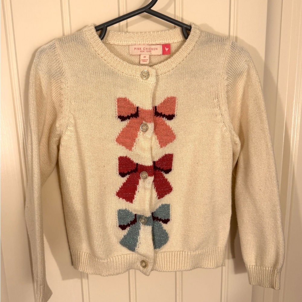 Pink Chicken Bow Cardigan
